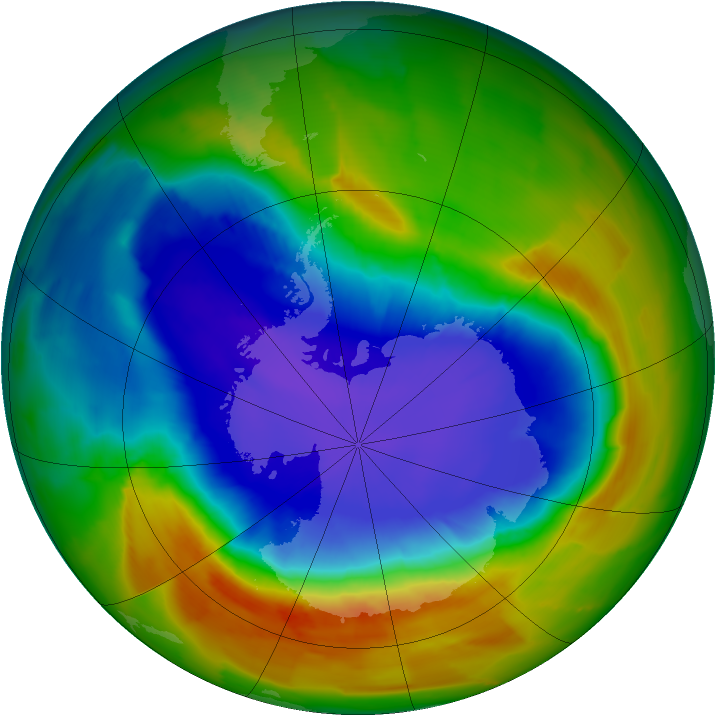 Antarctic ozone map for 02 October 2012
